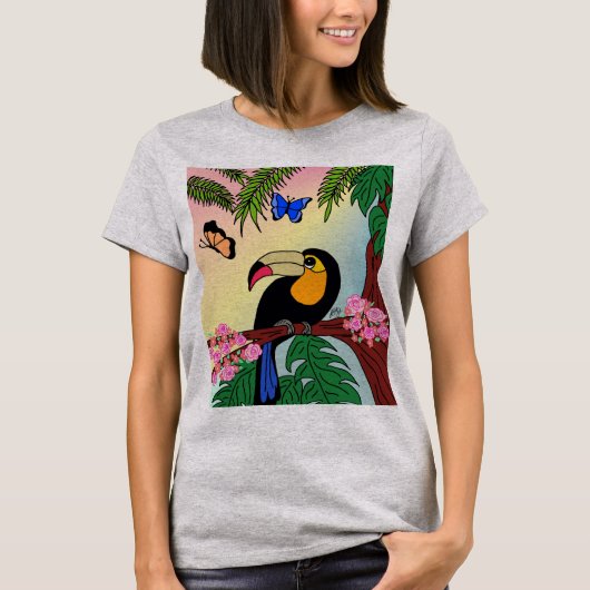 camiseta Tucano tropical e borboletas T-shirt (Voorkant)