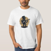 Camiseta vintaje cute robot steampunk guitar t-shirt (Voorkant)
