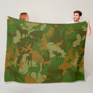 Cammo/camoflauge/odee/hert/fazant/mose/elk/hond Fleece Deken