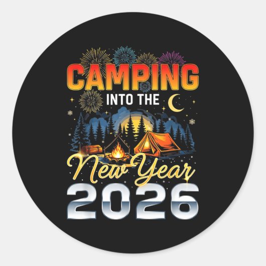 Camng Into The New Year 2026 Fireworks Outdoor Vib Ronde Sticker (Voorkant)