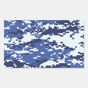 camo02 BLAUW WITTE CAMOUFLAGE PATROON ACHTERGRONDE Rechthoekige Sticker