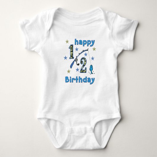 Camo 1/2 Birthday Vissen Jumper Romper (Voorkant)