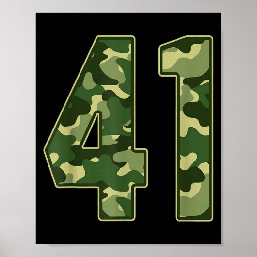 Camo #41 Jersey Number 41 Uniform Fan Favorite Pla Poster (Voorkant)