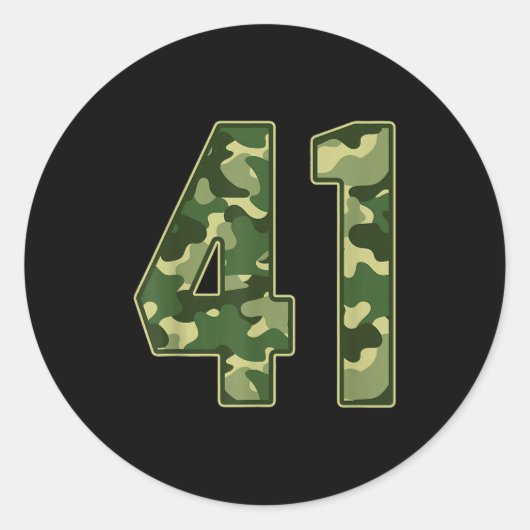 Camo #41 Jersey Number 41 Uniform Fan Favorite Pla Ronde Sticker (Voorkant)