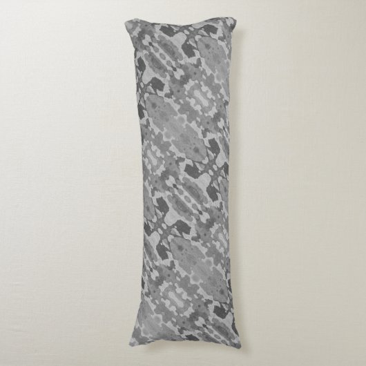 Camo Abstract grijze bottenbak Pillow Lichaamskussen (Voorkant Verticaal)