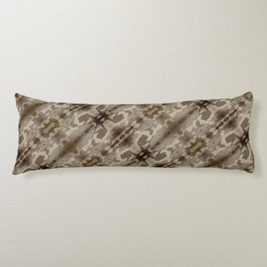 Camo Abstract Mocha Brown Beige Cream Body Pillow Lichaamskussen (Voorkant)
