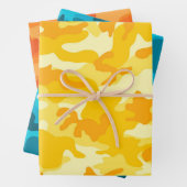 Camo Adventure Roze Geel Blauw Sinaasappel Fun Inpakpapier Vel (In situ)