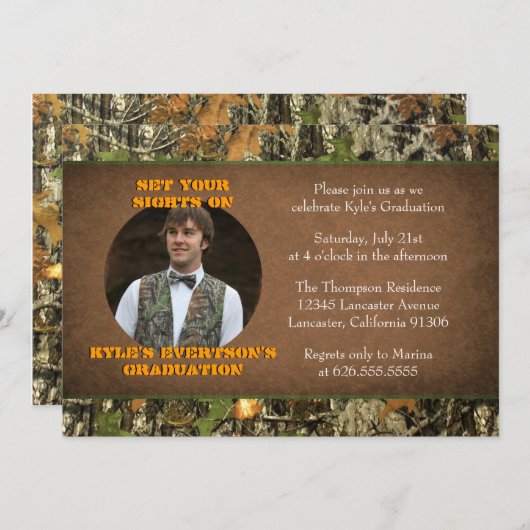 Camo Afstuderen Foto-uitnodigingen Kaart (Voorkant / Achterkant)