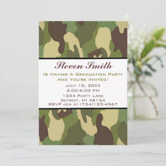 Camo Afstuderen Uitnodiging (Staand voorkant)