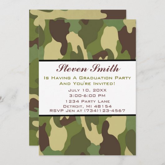 Camo Afstuderen Uitnodiging (Voorkant / Achterkant)
