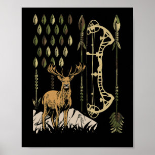 Camo American Flag Bowhunting Bow Archery Deer Poster