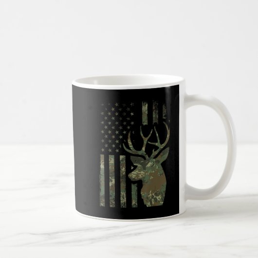 Camo American Flag Buck Hunting Gift for Elk Deer Koffiemok (Rechts)