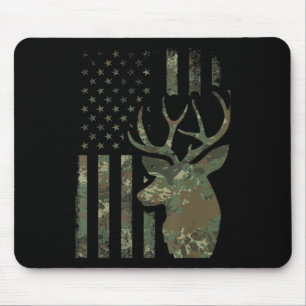 Camo American Flag Buck Hunting Gift for Elk Deer Muismat