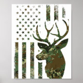 Camo American Flag Buck Hunting Gift for Elk Deer Poster (Voorkant)