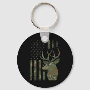 Camo American Flag Buck Hunting Gift for Elk Deer Sleutelhanger