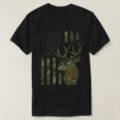 Camo American Flag Buck Hunting Gift for Elk Deer T-shirt (Design voorkant)