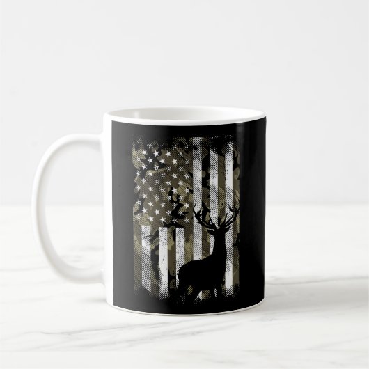 Camo American Flag Deer Hunter Hunter Hunter Koffiemok (Links)