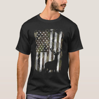 Camo American Flag Deer Hunter Hunter Hunter T-shirt