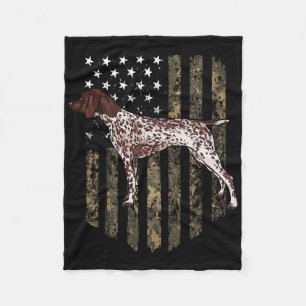 Camo American Flag German Shorthaired Pointer 4th Fleece Deken
