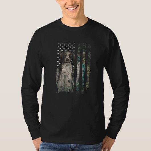 Camo American Flag German Shorthaired Pointer 4th T-shirt (Voorkant)