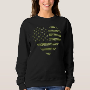 Camo American Flag Heart Camouflage Tactitical Gre Trui
