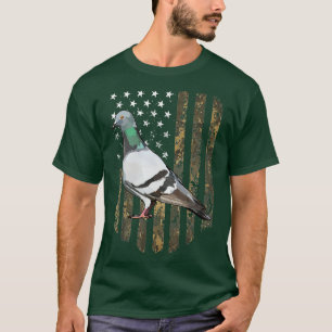 Camo American Flag Pigeon Bird 4 juli T-shirt