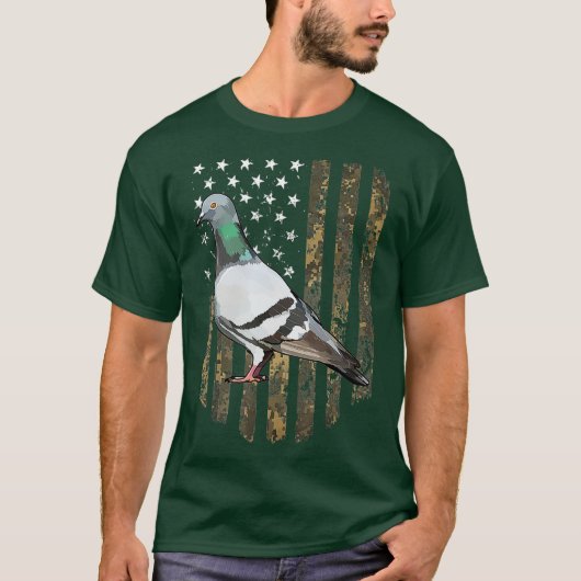 Camo American Flag Pigeon Bird 4 juli T-shirt (Voorkant)