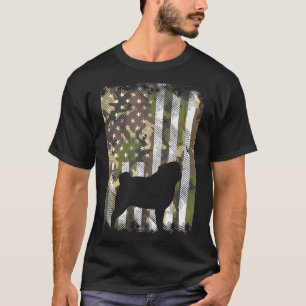 Camo American Flag Pug Animal Pet Dog Patr T-shirt