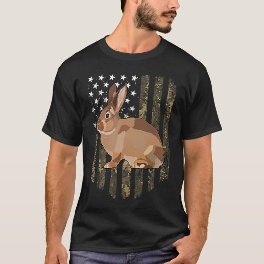Camo American Flag Rabbit 4th Of July Farm Animal T-shirt (Voorkant)