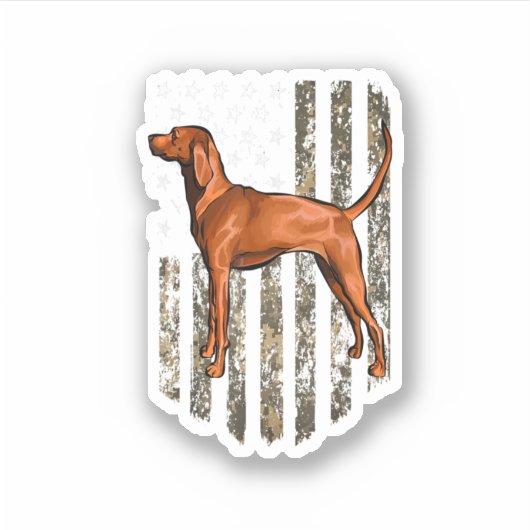 Camo American Flag Redbone Coonhound 4Th Of July U Sticker (Voorkant)