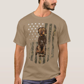Camo American Flag Wirehaered Pointing Griffon 4th T-shirt