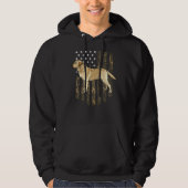 Camo American Flag Yellow Labrador Retriever 4th O Hoodie (Voorkant)