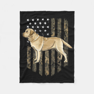 Camo American Flag Yellow Labrador Retriever Fleece Deken