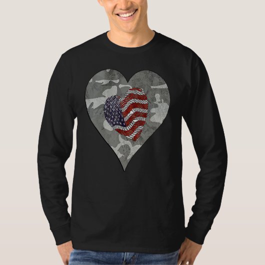 Camo American Usa Camouflage  Distressed Camo Flag T-shirt (Voorkant)