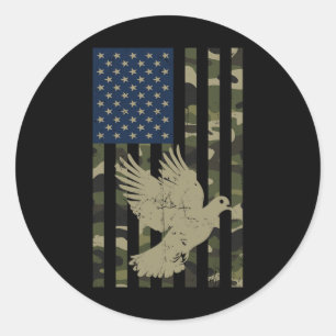 Camo Amerikaanse Vlag Camouflage Duif Jagen Hun Ronde Sticker