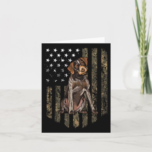 Camo Amerikaanse vlag Duitse Wirehaired Pointer 4 Kaart (Voorkant)