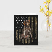 Camo Amerikaanse vlag Duitse Wirehaired Pointer 4 Kaart (Gele Bloem)