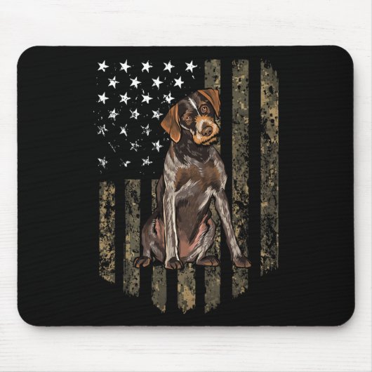 Camo Amerikaanse vlag Duitse Wirehaired Pointer 4  Muismat (Voorkant)