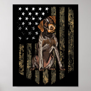 Camo Amerikaanse vlag Duitse Wirehaired Pointer 4 Poster