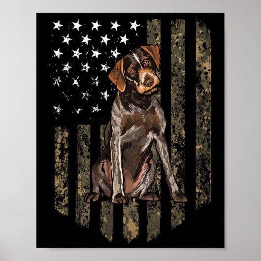 Camo Amerikaanse vlag Duitse Wirehaired Pointer 4  Poster (Voorkant)