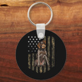 Camo Amerikaanse vlag Duitse Wirehaired Pointer 4 Sleutelhanger (Voorkant)