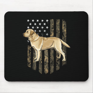 Camo Amerikaanse Vlag Gele Labrador Retriever 4 ju Muismat