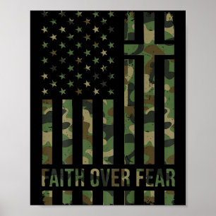Camo Amerikaanse Vlag Geloof Boven Angst Christeli Poster