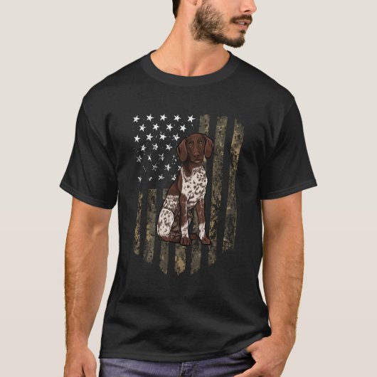 Camo Amerikaanse vlag Ger kortharige pointer 4e va T-shirt (Voorkant)