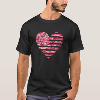 Camo Amerikaanse Vlag Hart Camouflage Tactisch Roz T-shirt