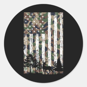 Camo Amerikaanse vlag herten camouflage jacht Ronde Sticker