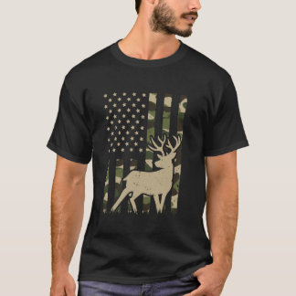 Camo Amerikaanse vlag Herten Elk Buck Camouflage J T-shirt