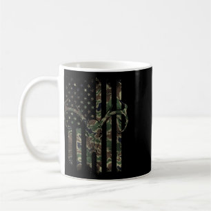 Camo Amerikaanse Vlag Hertenskelet Eland Jagen Usa Koffiemok