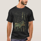 Camo Amerikaanse Vlag Moose Jagen T-shirt (Voorkant)