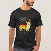Camo Amerikaanse vlag Pembroke Welsh Corgi T-shirt (Voorkant)